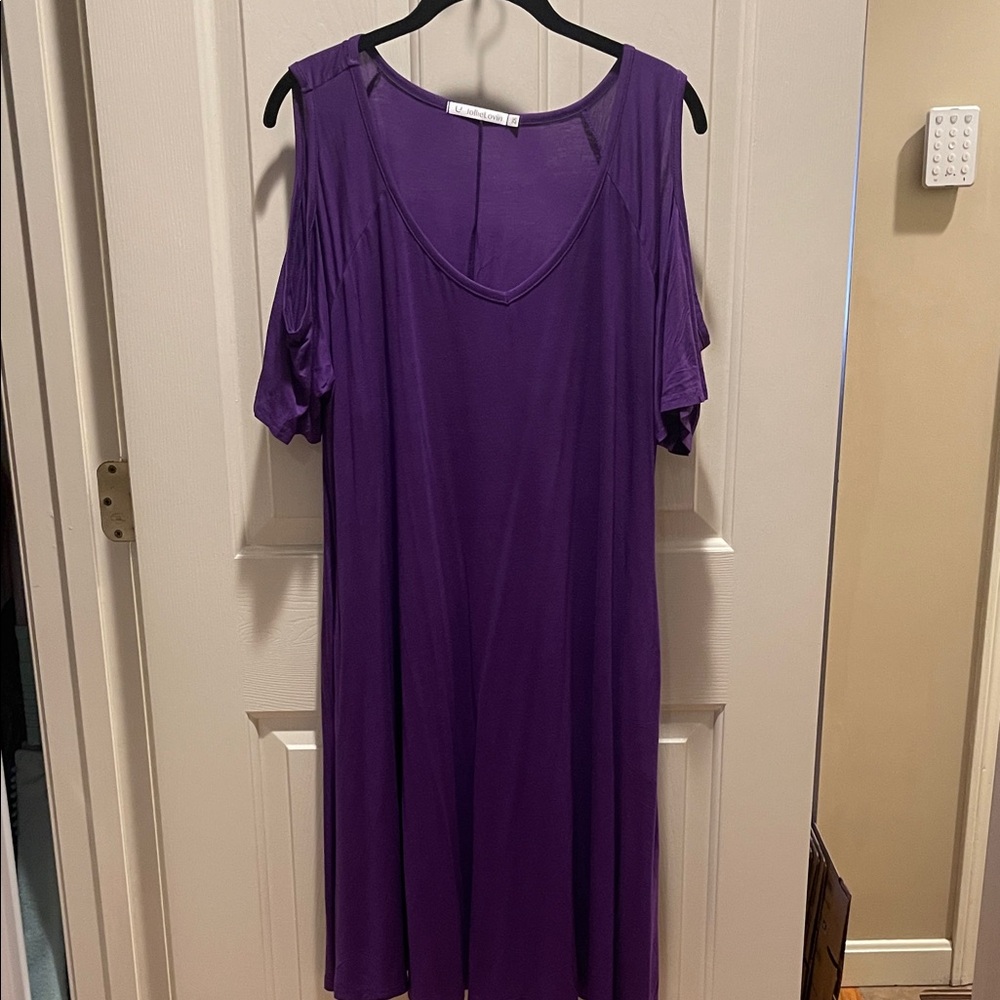 Purple Dress with Cold Shoulder Design